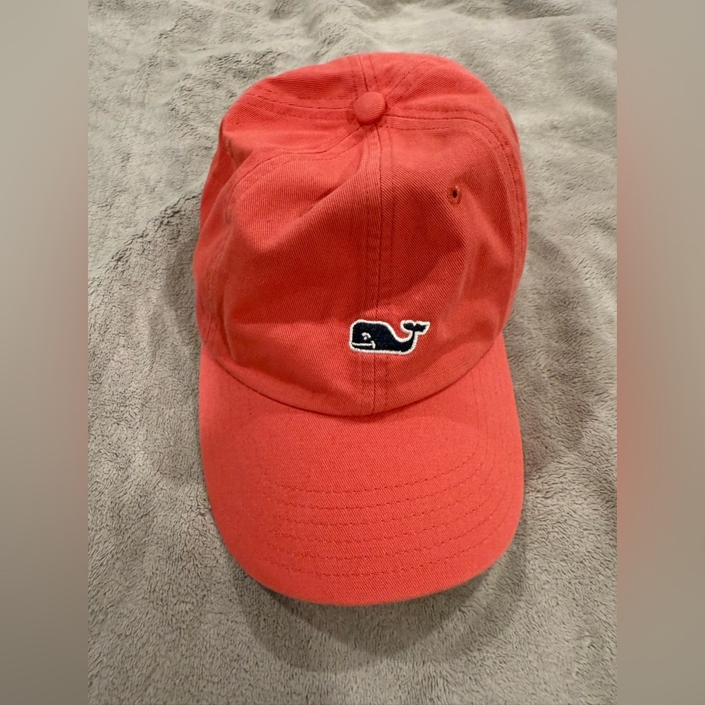 Vineyard Vines Coral/Pink Whale Embroidered Baseball Cap